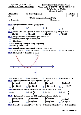 Đề thi kết thúc học phần môn Toán 10 - Mã đề thi 132
